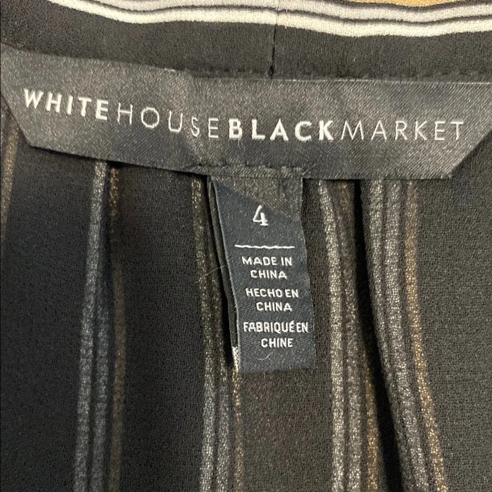 White House Black Market Striped Top Sz 4 Ball-Chain Tie-Neck Stripe Shell - Picture 2 of 9